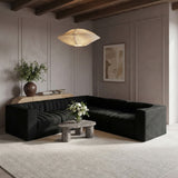Rummi - Symmetrical Velvet Performance Fabric Upholstered 5 Piece Modular Sectional