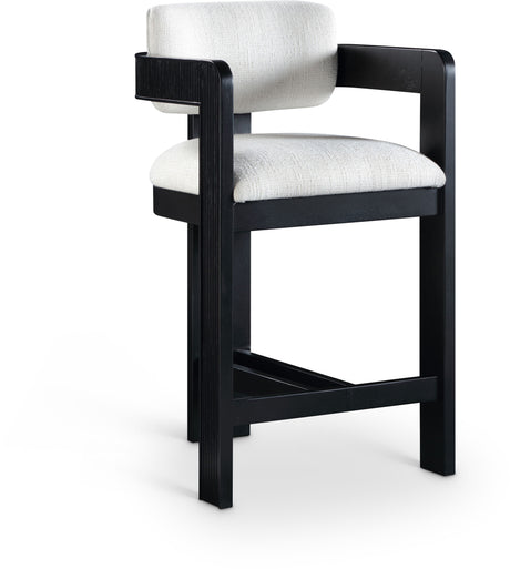 Sacha - Linen Stool With Black Base