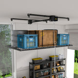 Overhead Garage Storage Rack For High Ceilings, Construction With Safety Lock - Black
