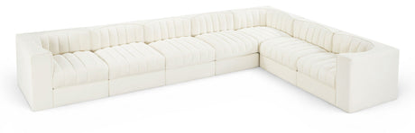 Rummi - Velvet Performance Fabric Upholstered 7 Piece Modular Sectional (With 3 Corner Chairs)