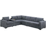 Modern Style L-Shape Sectional Set, USB Ports, Cup Holder