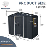 8Ft X 4Ft Outdoor Metal Storage Shed With Window And Metal Foundation For Backyard, Patio, Lawn