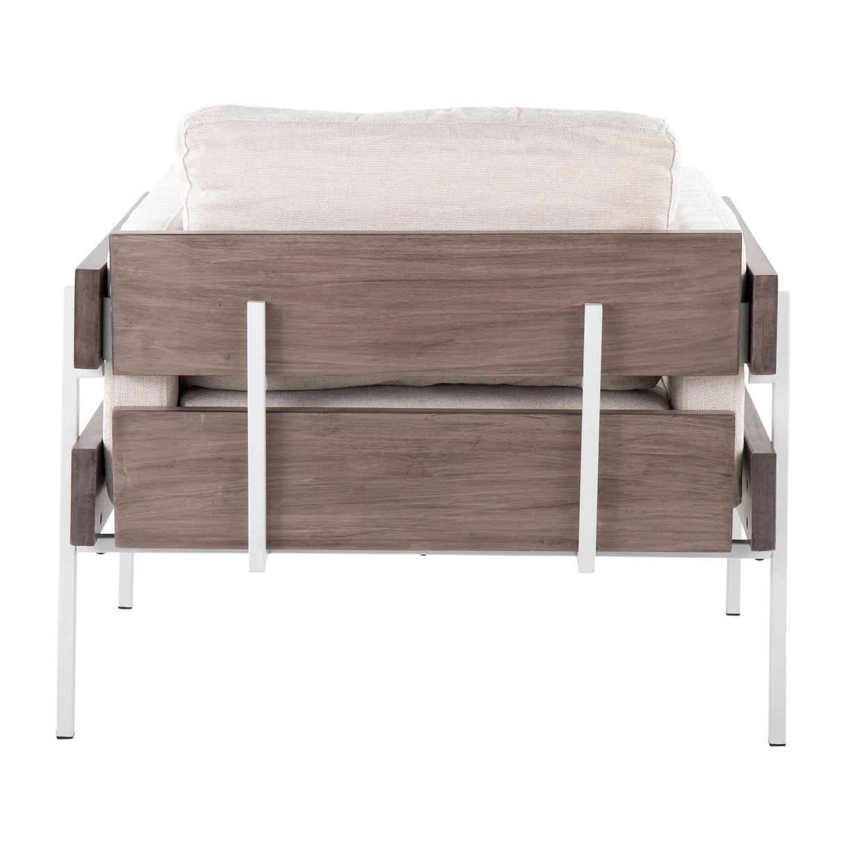 Kari - Farmhouse Accent Chair - White Metal, Gray Wood
