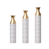 Floor Metal Vases Decorated White Metal Vases (Set of 3) Gorgeous Home Decoration Large Glazed Metal Vases - White