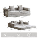 Convertible Floor Sofa Bed With Pillow Back Support Armrest