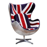 Brancaster - British Flag Accent Chair With Swivel - Pattern Fabric & Aluminum