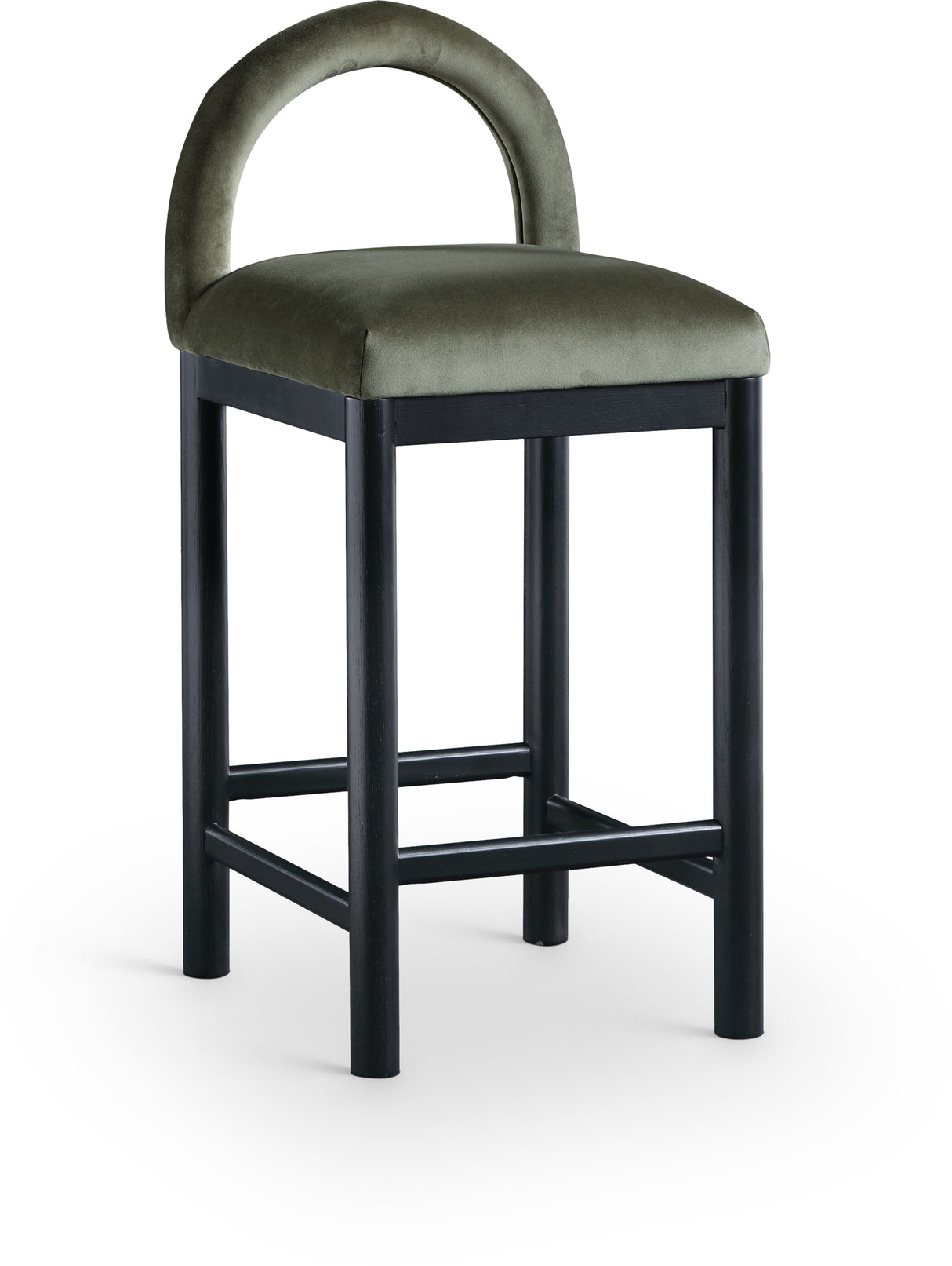 Conrad - Velvet Counter Stool With Black Legs