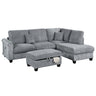 Contemporary Sectional Set With Right Arm Chaise, Left Arm Sofa With USB Port, Storage Ottoman