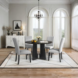 5 Piece Round Dining Table Set, Modern Table And 4 Upholstered Chairs For Dining Room