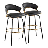 Jie - 30" Fixed-Height Barstool With Swivel (Set of 2) - Black Legs