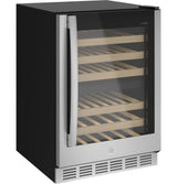 GE PWS06DSPSS 24 in. Undercounter Wine Cooler with Wood Racks, Dual Temperature Zones & 44 Bottle Capacity - Stainless Steel