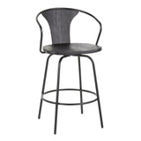 Waco - Industrial Counter Stool - Black Metal, Black Wood