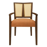 Mid Century Modern Arm Dining Chair Set With Rattan Backrest