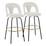 Ava - Upholstered Fixed-Height Barstool (Set of 2) - Black Base