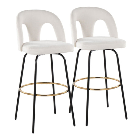 Ava - Upholstered Fixed-Height Barstool (Set of 2) - Black Base