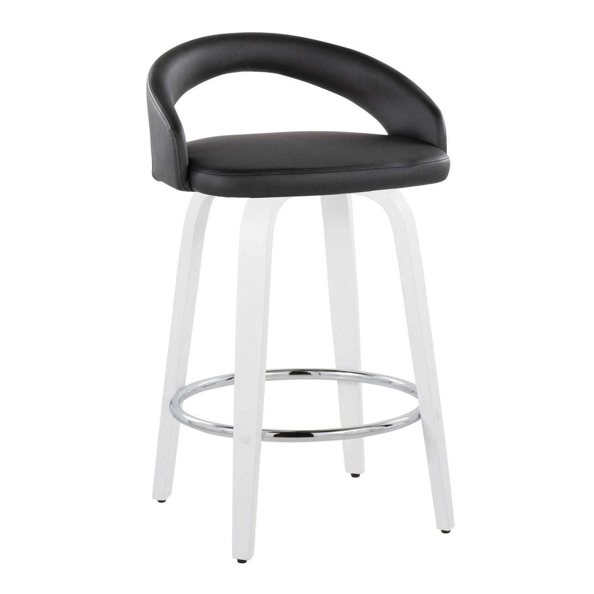 Cinch - Contemporary Fixed-Height Swivel Counter Stool (Set of 2) - White Wood Frame