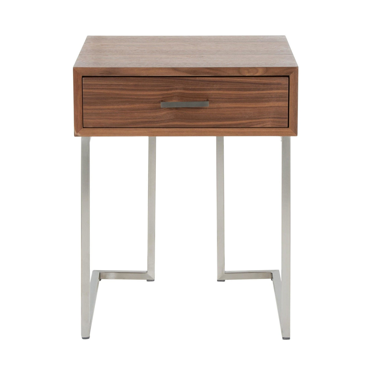 Roman - End Table - Walnut Wood And Stainless Steel