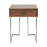 Roman - End Table - Walnut Wood And Stainless Steel
