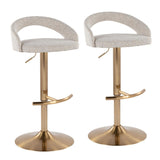 Grotto - Upholstered Adjustable Barstool - Gold Metal Base