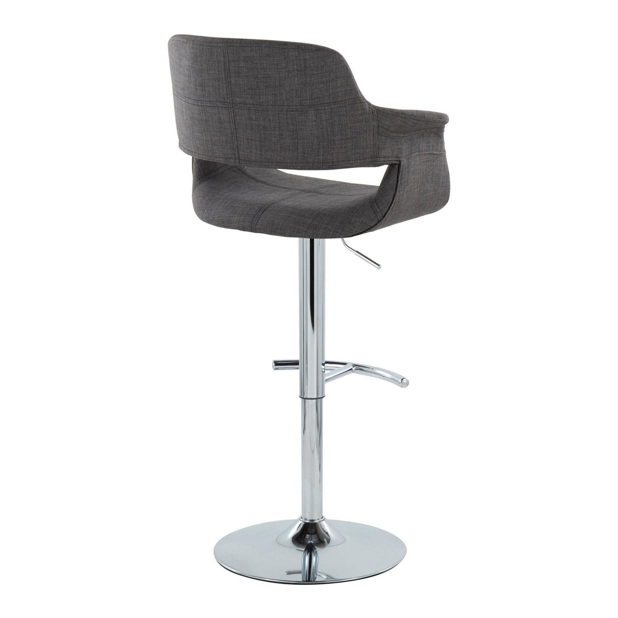 Vintage Flair - Mid-Century Modern Adjustable Swivel Barstool (Set of 2) - Charcoal Fabric