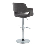 Vintage Flair - Mid-Century Modern Adjustable Swivel Barstool (Set of 2) - Charcoal Fabric