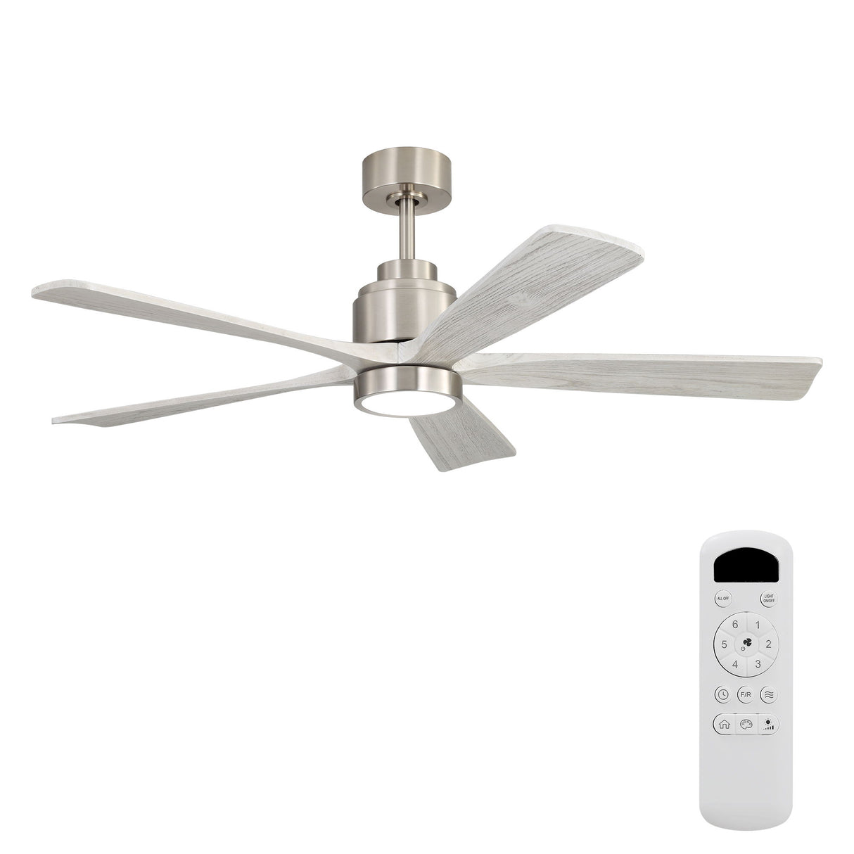 Ultra Quiet Reversible Ceiling Fan With Light Dimmable LED For Large Room - Brushed Nickel