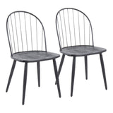Riley - High Back Armless Chair (Set of 2) - Black Metal And Black Wood