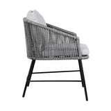 Calica - Outdoor Patio Dining Chair - Black Metal And Gray Rope