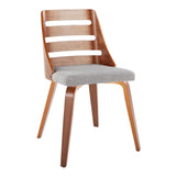 Trevi - Mid-Century Modern Dining / Accent Chair (Set of 2) - Walnut Wood With Gray Fabric