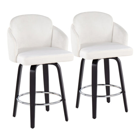 Dahlia - Contemporary Counter Stool With Velvet Seat (Set of 2) - Black Wood