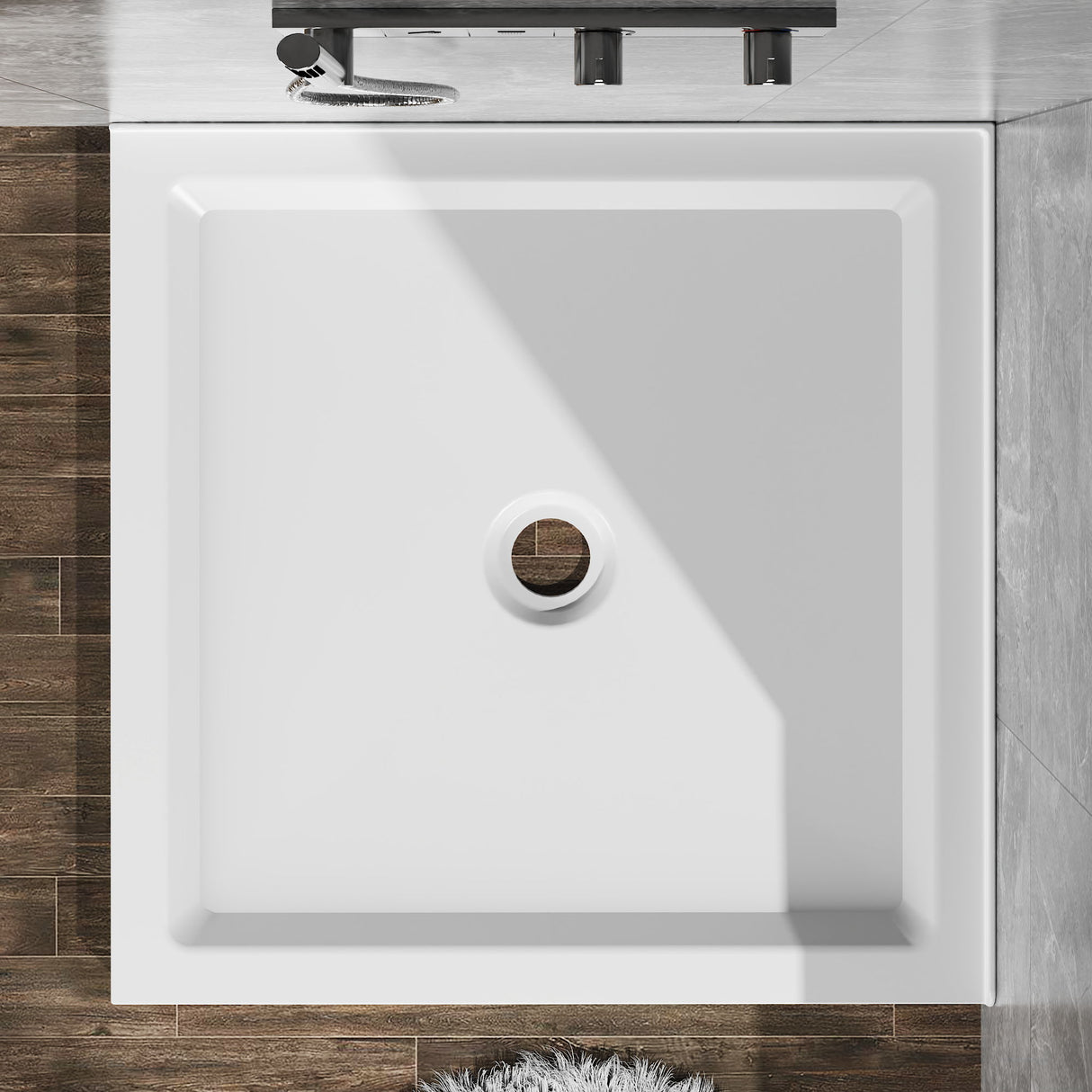 Anti Slip Double Threshold Shower Base - White