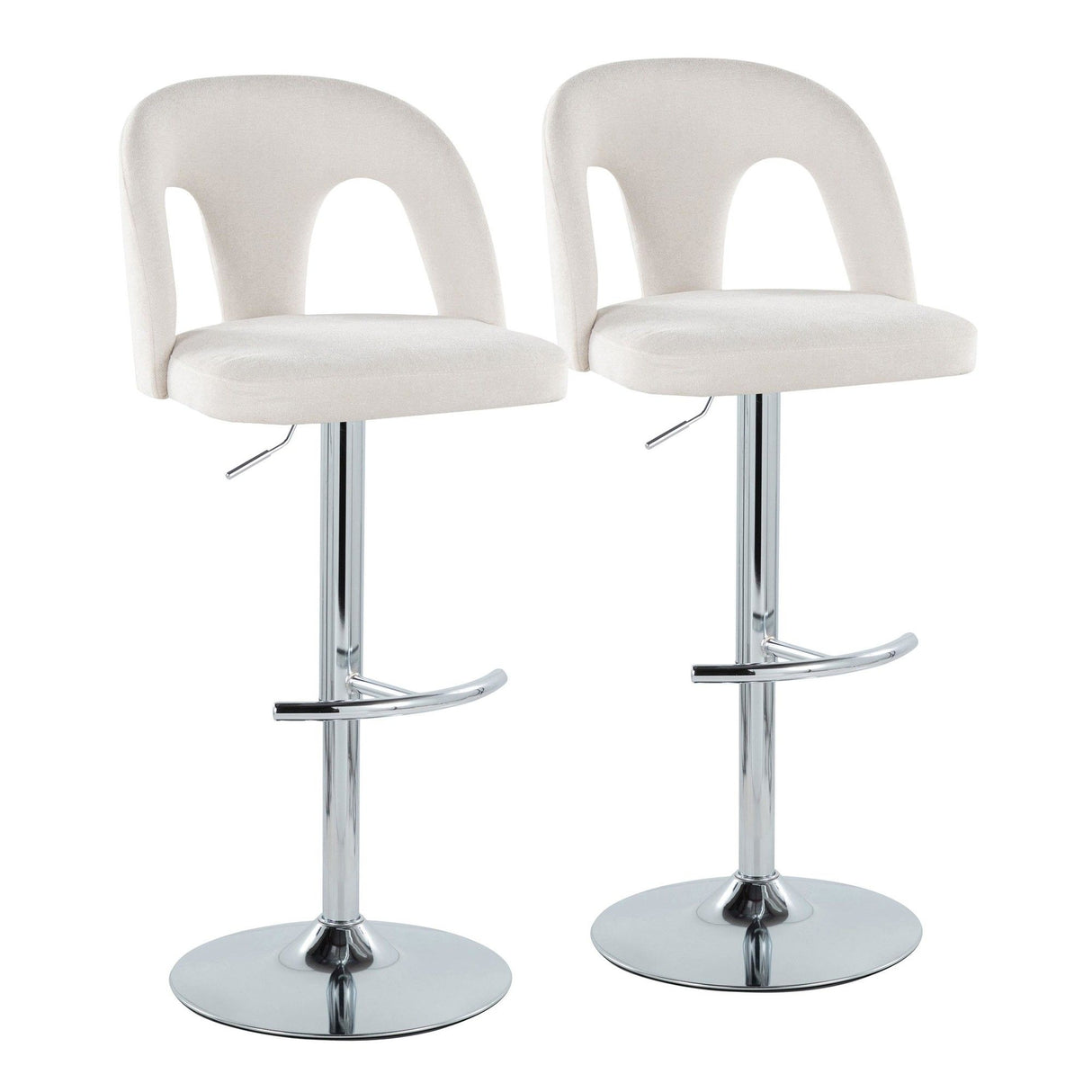 Ava - Upholstered Adjustable Barstool (Set of 2) - Chrome Metal