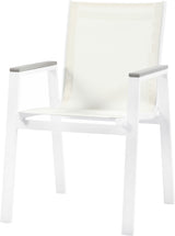 Nizuc - Outdoor Patio Dining Arm Chair With White Frame And Gray Arms (Set of 2)