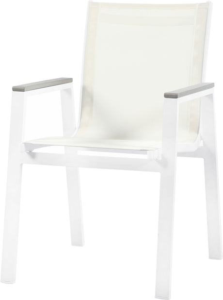 Nizuc - Outdoor Patio Dining Arm Chair With White Frame And Gray Arms (Set of 2)