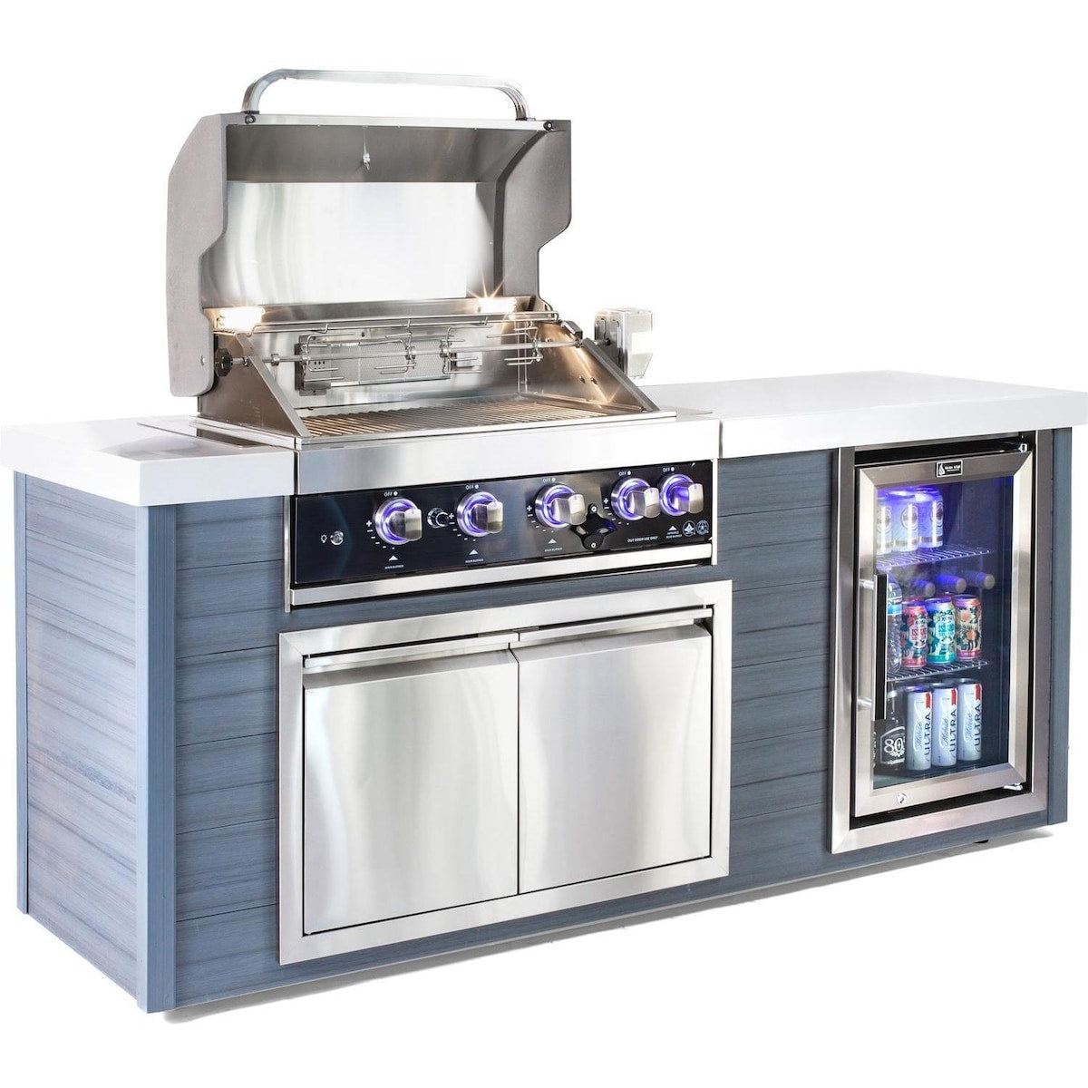 Mont Alpi Artwood Series 6.5 Ft Natural Gas Outdoor Kitchen Island w/ 4-Burner Grill - MA400-AWBSS