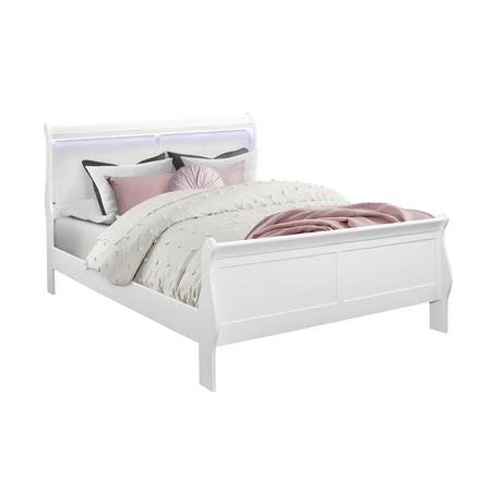 Charlston - Modern Sleigh Design Bed With LED