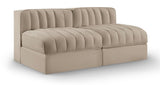 Rummi - Velvet Performance Fabric Upholstered 2 Piece Modular Armless Loveseat