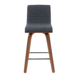 Vienna - Modern Counter Height Swivel Bar Stool - Walnut Finished Wood Frame