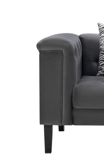 Mary - Tufted Chair With 1 Accent Pillow - Dark Gray