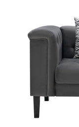 Mary - Tufted Chair With 1 Accent Pillow - Dark Gray
