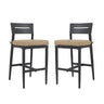 Modern Outdoor Bar Stools With Backrest And Footrest (Set of 2)