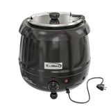 11.5 Qt. Round Countertop Black Stainless-Steel Food / Soup Kettle Warmer, SK-BK-3G.