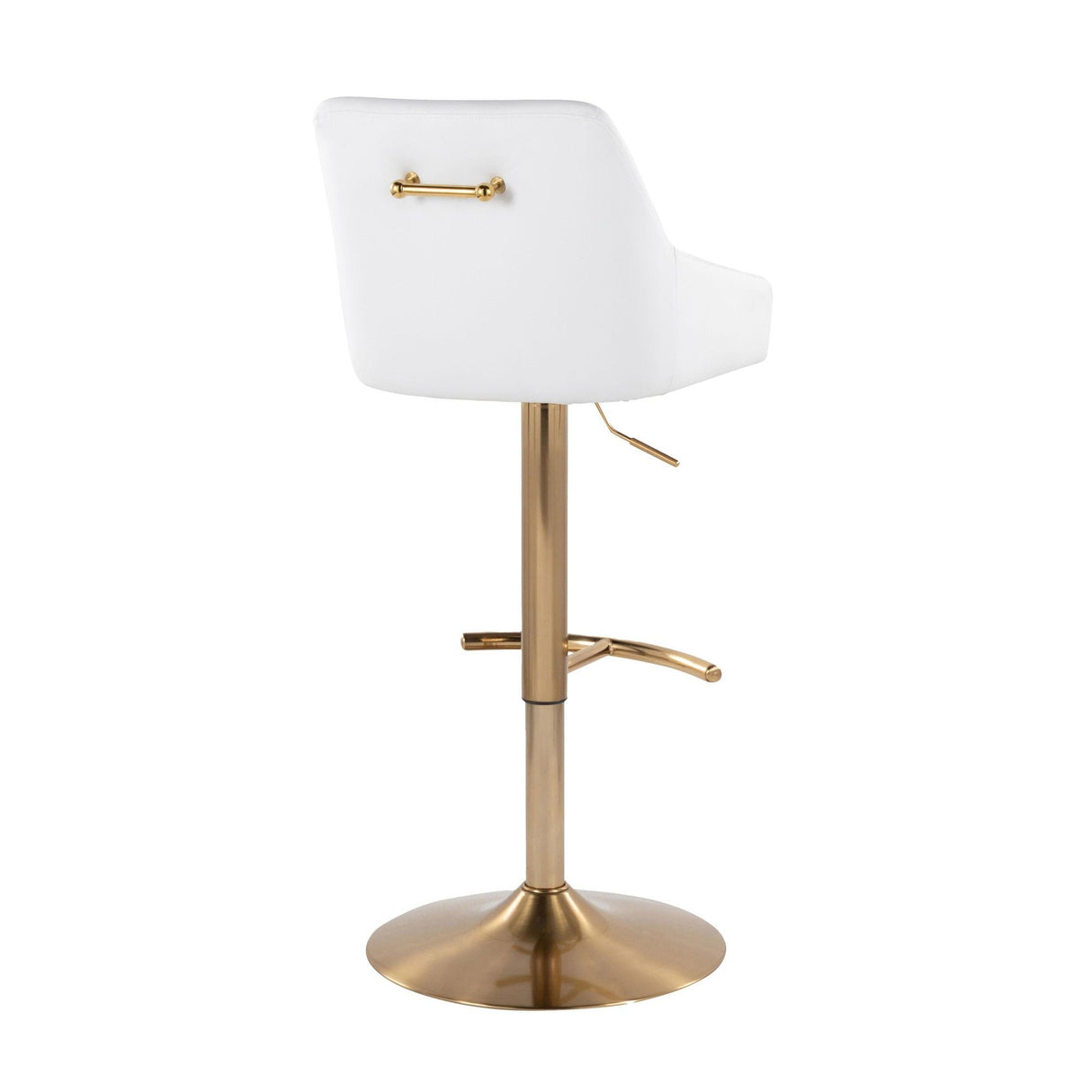Hannah - Transitional Adjustable Swivel Barstool (Set of 2) - Gold Metal And White Faux Leather With Rounded T Footrest