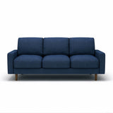 3 Seater Sofa With Loose Back Cushions And Accent Pillows For Living Room - Dark Blue