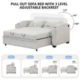 Pull Out Loveseat Sofa With Adjsutable Backrest, 2 Pillows, Cup Holders, USB Ports For Living Room