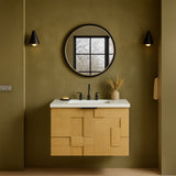 Leonardo - Engineered Stone And Solid Wood 24" Wall Mounted Bathroom Vanity
