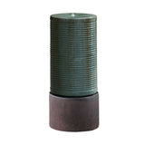 Large Modern Cylinder Ribbed Tower Water Fountain, Contemporary Outdoor Bird Bath