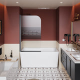 Bohemian Shower Door Bathtub With Tempered Glass And Handle - Matt Black