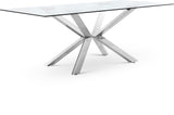 Juno - Glass Dining Table - Pearl Silver