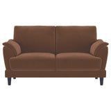 Selma - Velvet Upholstered Crescent Arm Loveseat - Rust